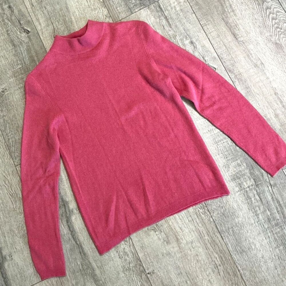 Charter Club Women’s M Pink 100% Cashmere Mock Neck Sweater 2-Ply Flawed